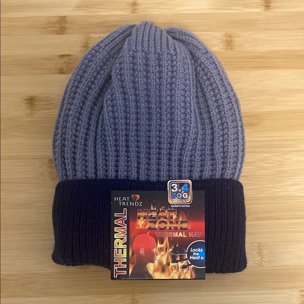 Heat Trendz Thermal Blue Knit Beanie Hat New with tag NWT